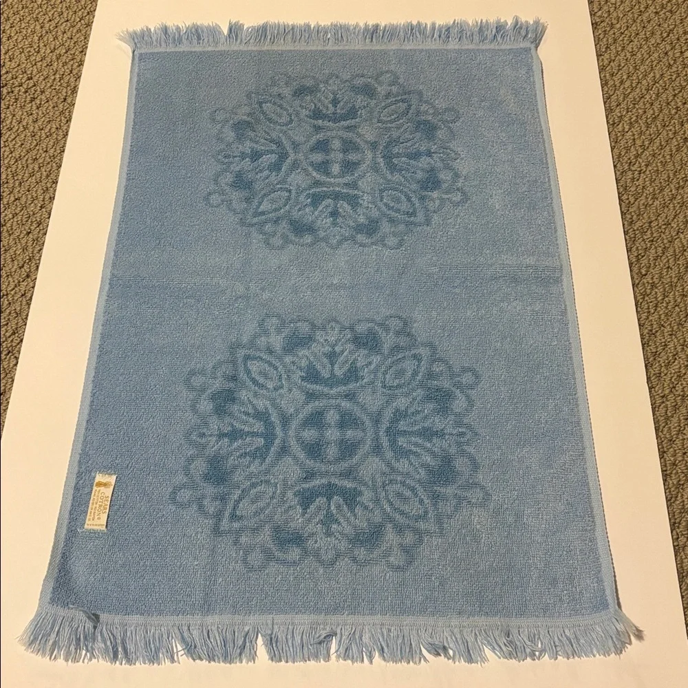 Vintage Sears Cotron Blue Hand Towels Set of Two Made in USA